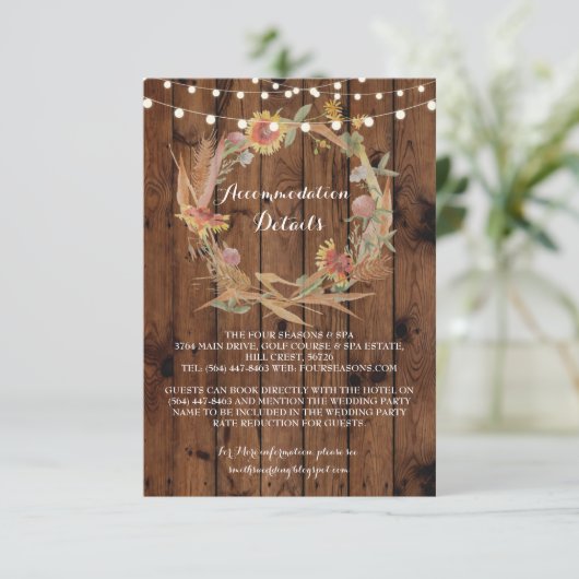 秋宿泊リースウェディングカード詳細 エンクロージャーカード (スタンド正面)