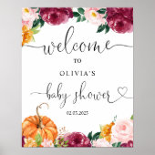 秋小さなかぼちゃが途中の歓迎サイン ポスター (正面)