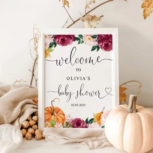 秋小さなかぼちゃが途中の歓迎サイン ポスター