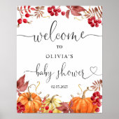 秋小さなかぼちゃが途中の歓迎サイン ポスター (正面)