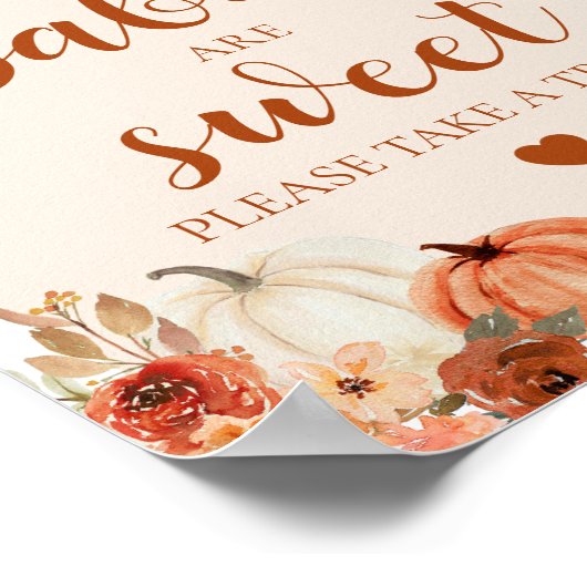 秋小さなかぼちゃのベビーは甘い赤ちゃんシャワー ポスター (角)