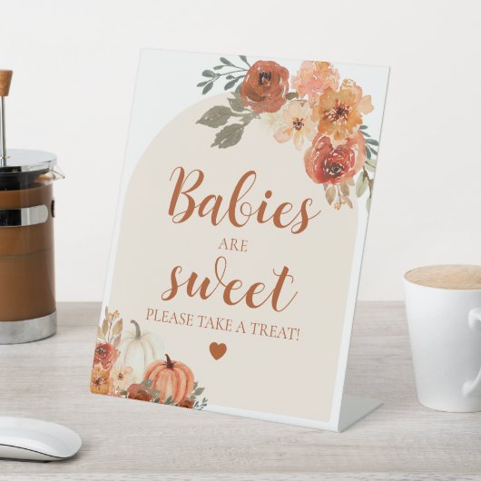 秋小さなかぼちゃのベビーは甘い赤ちゃんシャワー 台座サイン (インサイチュ)
