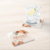 秋小さなかぼちゃの秋のフローラベビースシャワー スクエアペーパーコースター (インサイチュ)