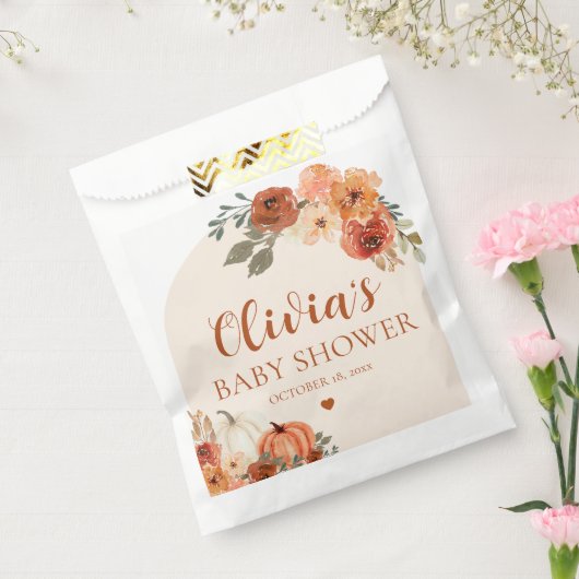 秋小さなかぼちゃの秋のフローラベビースシャワー フェイバーバッグ (封をした状態)