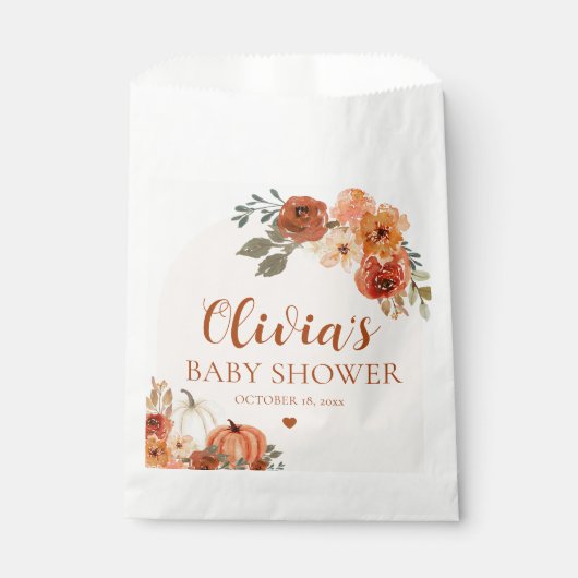 秋小さなかぼちゃの秋のフローラベビースシャワー フェイバーバッグ (正面)