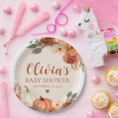 秋小さなかぼちゃの秋のフローラベビースシャワー ペーパープレート (パーティー)