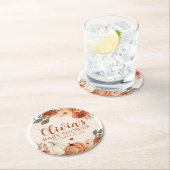 秋小さなかぼちゃの秋のフローラベビースシャワー ラウンドペーパーコースター (インサイチュ)