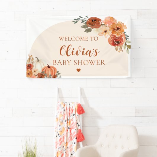 秋小さなかぼちゃの秋のフローラベビースシャワー 横断幕 (インサイチュ)