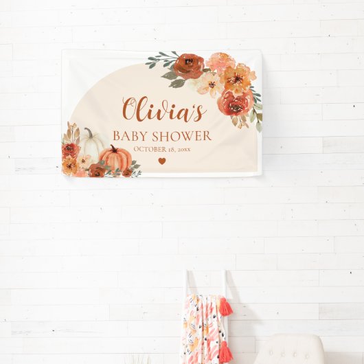 秋小さなかぼちゃの秋のフローラベビースシャワー 横断幕 (インサイチュ)