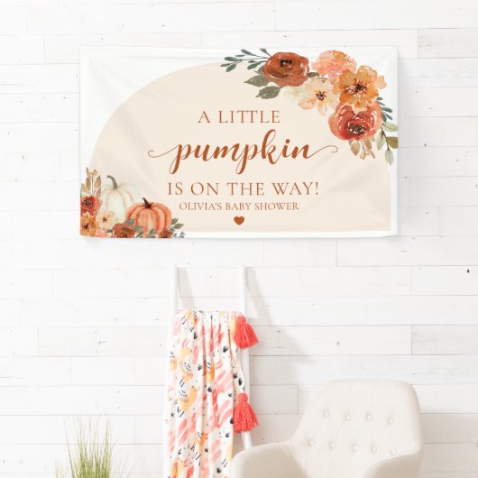 秋小さなかぼちゃの秋のフローラベビースシャワー 横断幕 (インサイチュ)
