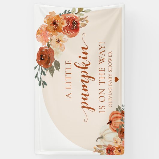 秋小さなかぼちゃの秋のフローラベビースシャワー 横断幕 (縦)