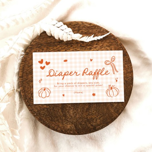 秋小さなかぼちゃの赤ちゃんシャワーおむつラッフル エンクロージャーカード