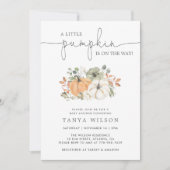 秋小さなかぼちゃの赤ちゃんシャワー 招待状 (正面)