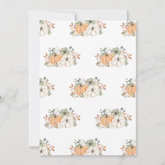 秋小さなかぼちゃの赤ちゃんシャワー 招待状 (裏面)