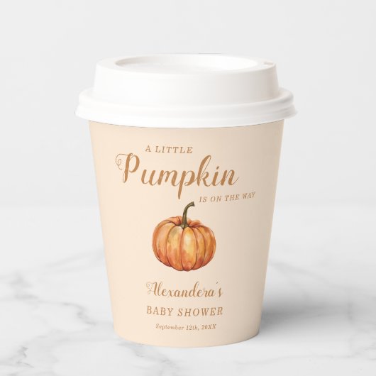 秋小さなかぼちゃの赤ちゃんシャワー 紙コップ (正面)