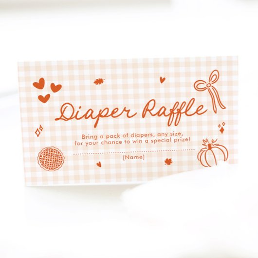 秋小さなかわいこちゃんパイ赤ちゃんシャワーおむつラッフル エンクロージャーカード