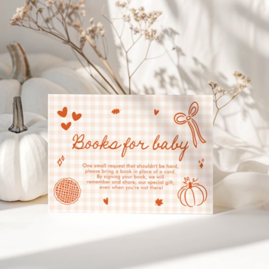 秋小さなかわいこちゃんパイ赤ちゃんシャワー本ベビー エンクロージャーカード