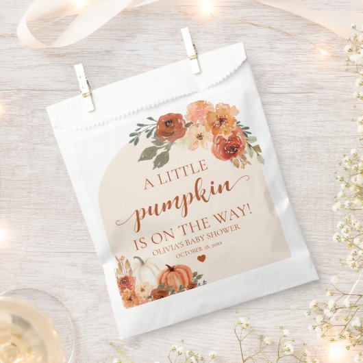 秋小さなカボチャが途中の赤ちゃんシャワー フェイバーバッグ (クリップ留めされた状態)