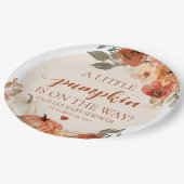 秋小さなカボチャが途中の赤ちゃんシャワー ペーパープレート (アングル)