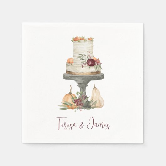 秋層ケーキパーソナライズされた スタンダードカクテルナプキン (正面)