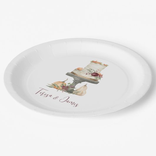 秋層ケーキパーソナライズされた ペーパープレート (アングル)