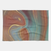 秋層 |テラコッタティール(緑がかった色)と金ゴールドアゲート キッチンタオル (横)