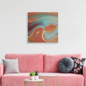 秋層 |テラコッタティール(緑がかった色)と金ゴールドアゲート キャンバスプリント (インサイチュ (リビング))