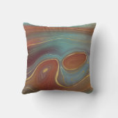 秋層 |テラコッタティール(緑がかった色)と金ゴールドアゲート クッション (裏面)