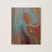 秋層 |テラコッタティール(緑がかった色)と金ゴールドアゲート ジグソーパズル (縦)