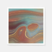 秋層 |テラコッタティール(緑がかった色)と金ゴールドアゲート スタンダードカクテルナプキン (正面)