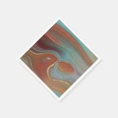 秋層 |テラコッタティール（緑がかった色）と金ゴールドアゲート スタンダードカクテルナプキン (角)