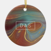 秋層 |テラコッタティール(緑がかった色)と金ゴールドアゲート セラミックオーナメント (正面)