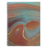 秋層 |テラコッタティール(緑がかった色)と金ゴールドアゲート ノートブック (正面)