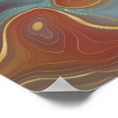 秋層 |テラコッタティール(緑がかった色)と金ゴールドアゲート ポスター (角)