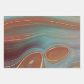 秋層 |テラコッタティール(緑がかった色)と金ゴールドアゲート ラッピングペーパーシート (正面2)