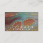 秋層 |テラコッタティール（緑がかった色）と金ゴールドアゲート 名刺 (正面)