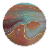 秋層 |焦げオレンジ金ゴールドティール（緑がかった色）秋瑪瑙 セラミックノブ (正面)