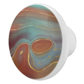 秋層 |焦げオレンジ金ゴールドティール（緑がかった色）秋瑪瑙 セラミックノブ (右)