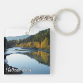 秋山の木のモンタナの平頭の川 キーホルダー (裏面)