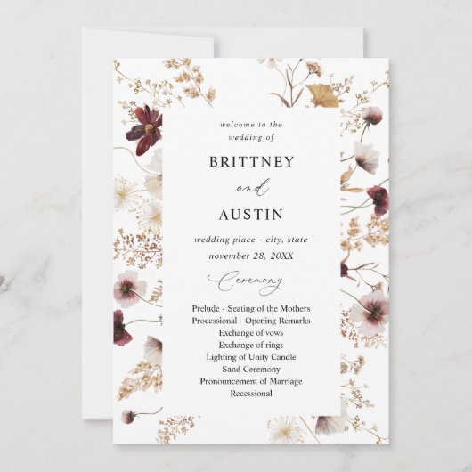 秋山花フローラ結婚式プログラム 招待状 (正面)