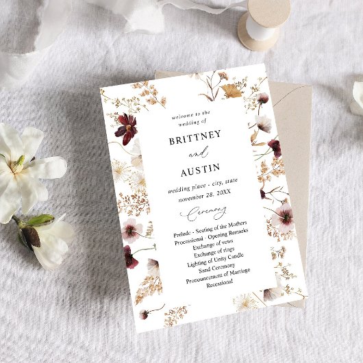 秋山花フローラ結婚式プログラム 招待状