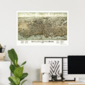 秋川、MAパノラママップ – 1877 ポスター (ホームオフィス)