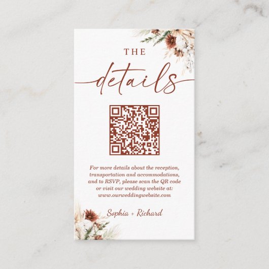 秋干しフローラ写真結婚詳細QRコード エンクロージャーカード (正面)