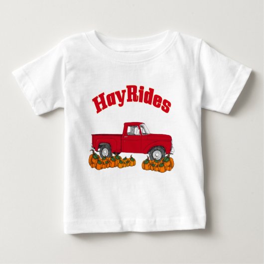 秋干し草の乗り物 ベビーTシャツ (正面)