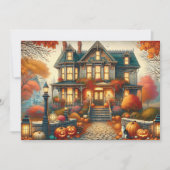 秋幽霊のよく出るハウスパンプキンハロウィーン シーズンカード (正面)