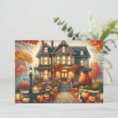 秋幽霊のよく出るハウスパンプキンハロウィーン シーズンカード (スタンド正面)