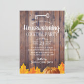 秋引っ越し祝いパーティーカクテルパーティーエレガントウッド 招待状 (スタンド正面)