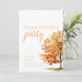 秋引っ越し祝いパーティーパーティー招待状とツリー 招待状 (スタンド正面)