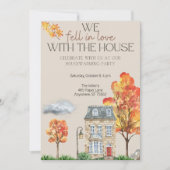 秋引っ越し祝いパーティーパーティー招待状 |秋の水彩 招待状 (正面)