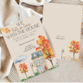 秋引っ越し祝いパーティーパーティー招待状 |秋の水彩 招待状